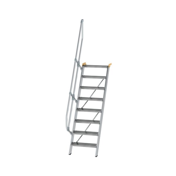 Günzburger Steigtechnik Treppe 60° Stufenbreite 600 mm 8 Stufen Aluminium geriffelt