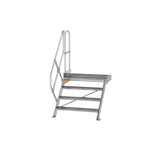 Günzburger Steigtechnik Treppe mit Plattform 45° Stufenbreite 1000 mm 4 Stufen Aluminium geriffelt