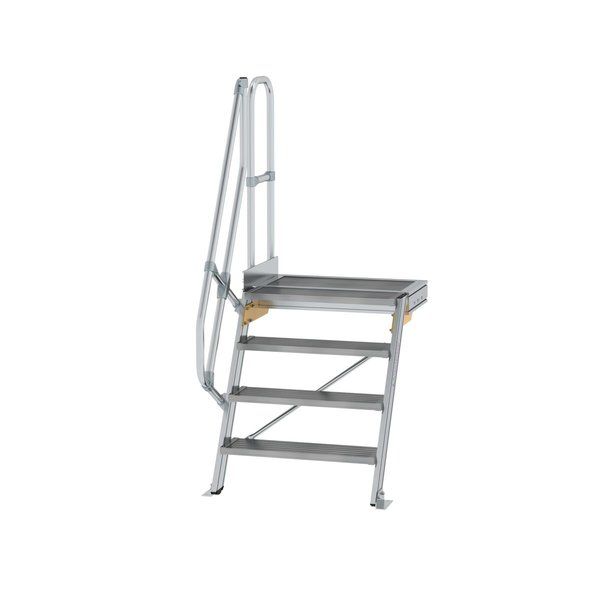 Günzburger Steigtechnik Treppe mit Plattform 60° Stufenbreite 800 mm 4 Stufen Aluminium geriffelt