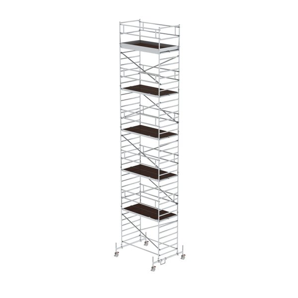 Günzburger Steigtechnik Rollgerüst 1,35 x 2,45 m mit Fahrbalken & Doppel-Plattform Plattformhöhe 10,45 m