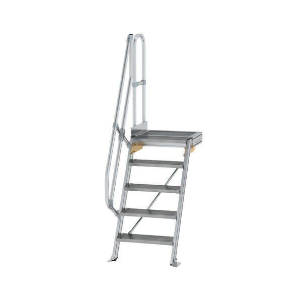 Günzburger Steigtechnik Treppe mit Plattform 60° Stufenbreite 600 mm 5 Stufen Aluminium geriffelt