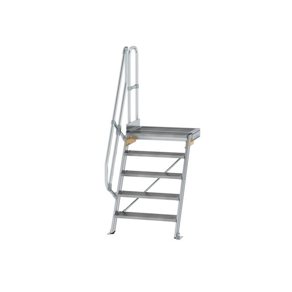 Günzburger Steigtechnik Treppe mit Plattform 60° Stufenbreite 800 mm 5 Stufen Aluminium geriffelt