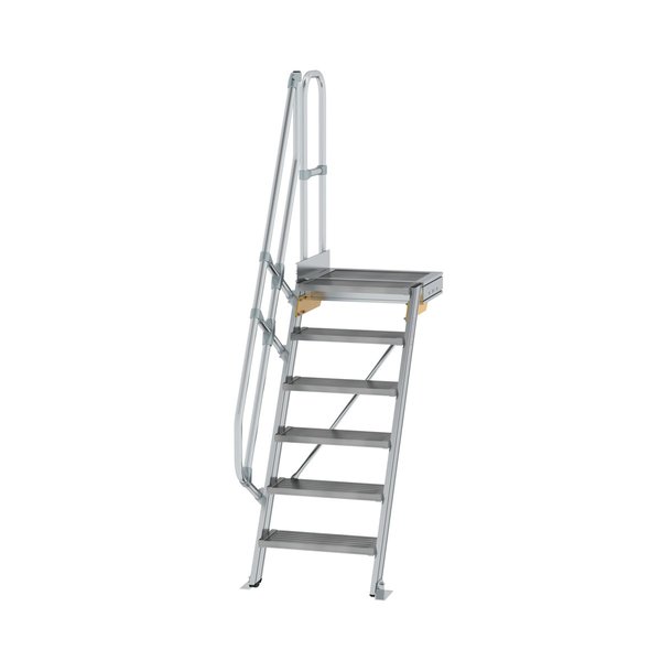 Günzburger Steigtechnik Treppe mit Plattform 60° Stufenbreite 600 mm 6 Stufen Aluminium geriffelt