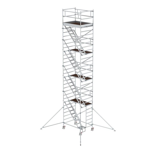 Günzburger Steigtechnik Rollgerüst 1,35 x 1,80 m mit Schrägaufstiegen & Ausleger Plattformhöhe 8,35 m