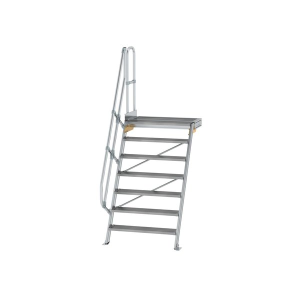 Günzburger Steigtechnik Treppe mit Plattform 60° Stufenbreite 1000 mm 7 Stufen Aluminium geriffelt