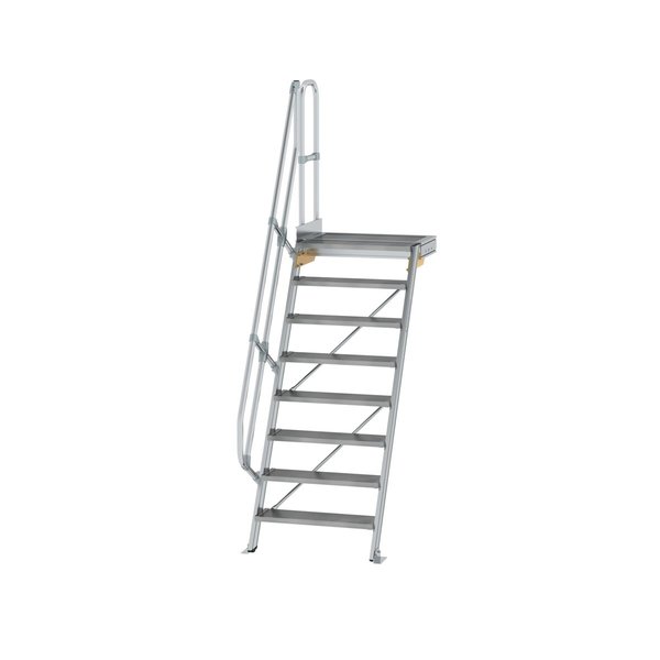 Günzburger Steigtechnik Treppe mit Plattform 60° Stufenbreite 800 mm 8 Stufen Aluminium geriffelt