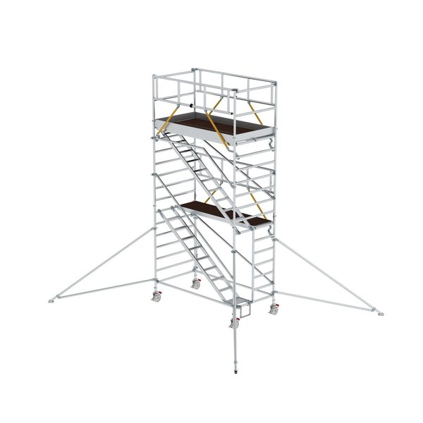 Günzburger Steigtechnik Rollgerüst SG 1,35 x 2,45 m mit Schrägaufstiegen & Ausleger Plattformhöhe 4,47 m