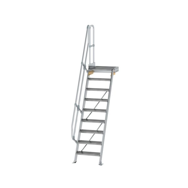 Günzburger Steigtechnik Treppe mit Plattform 60° Stufenbreite 600 mm 9 Stufen Aluminium geriffelt