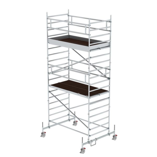 Günzburger Steigtechnik Rollgerüst 1,35 x 2,45 m mit Fahrbalken & Doppel-Plattform Plattformhöhe 4,66 m