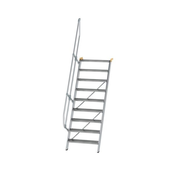 Günzburger Steigtechnik Treppe 60° Stufenbreite 800 mm 9 Stufen Aluminium geriffelt