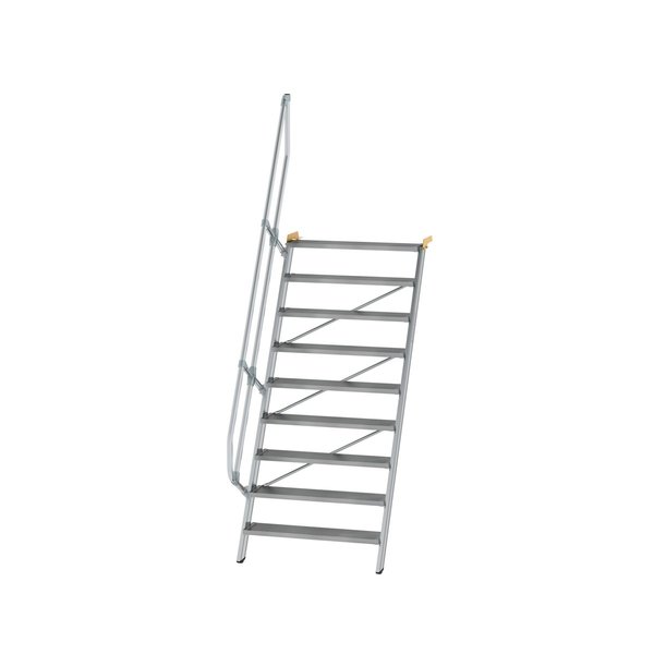 Günzburger Steigtechnik Treppe 60° Stufenbreite 1000 mm 9 Stufen Aluminium geriffelt