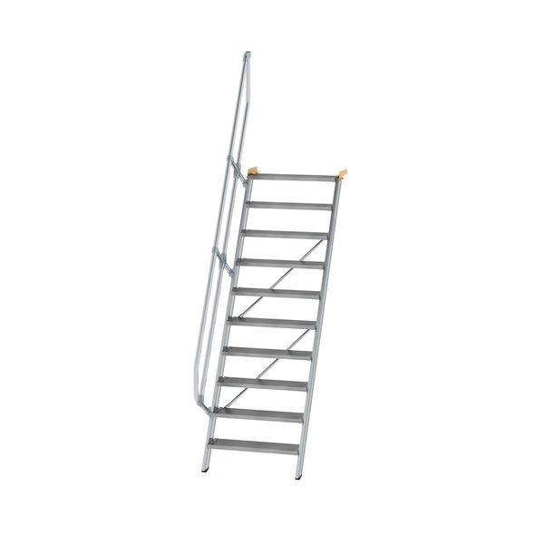 Günzburger Steigtechnik Treppe 60° Stufenbreite 800 mm 10 Stufen Aluminium geriffelt