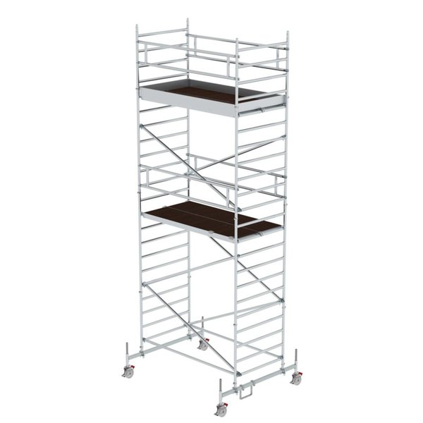 Günzburger Steigtechnik Rollgerüst 1,35 x 2,45 m mit Fahrbalken & Doppel-Plattform Plattformhöhe 5,78 m