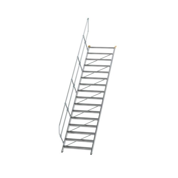 Günzburger Steigtechnik Treppe 45° Stufenbreite 1000 mm 16 Stufen Aluminium geriffelt