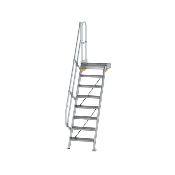 Günzburger Steigtechnik Treppe mit Plattform 60° Stufenbreite 600 mm 8 Stufen Aluminium geriffelt