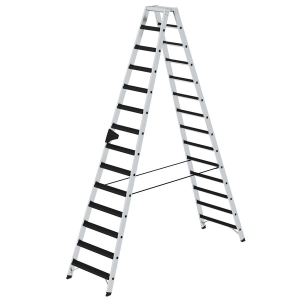 Günzburger Steigtechnik Stufen-Stehleiter beidseitig begehbar mit clip-step relax 2x14 Stufen
