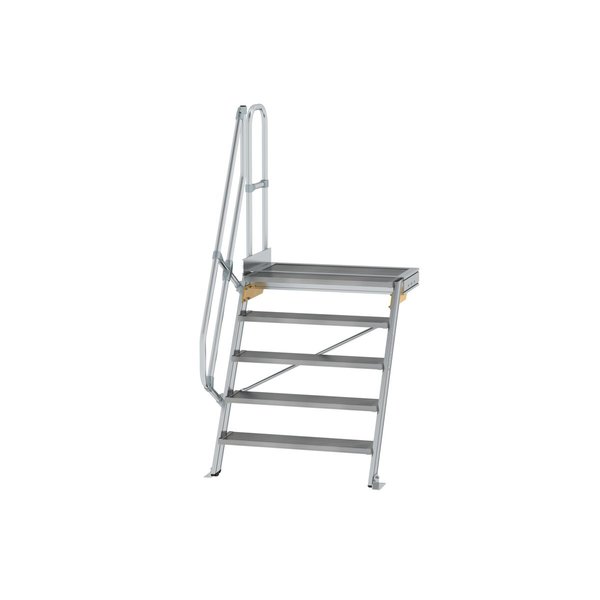 Günzburger Steigtechnik Treppe mit Plattform 60° Stufenbreite 1000 mm 5 Stufen Aluminium geriffelt