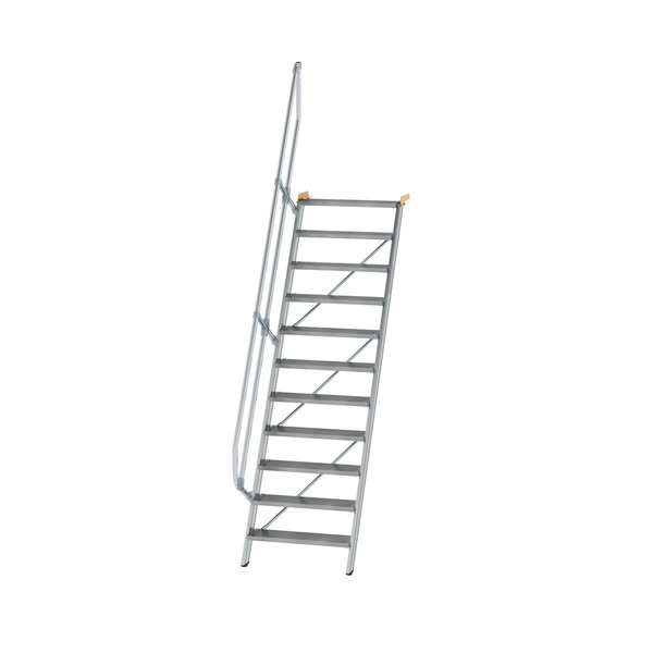 Günzburger Steigtechnik Treppe 60° Stufenbreite 800 mm 11 Stufen Aluminium geriffelt