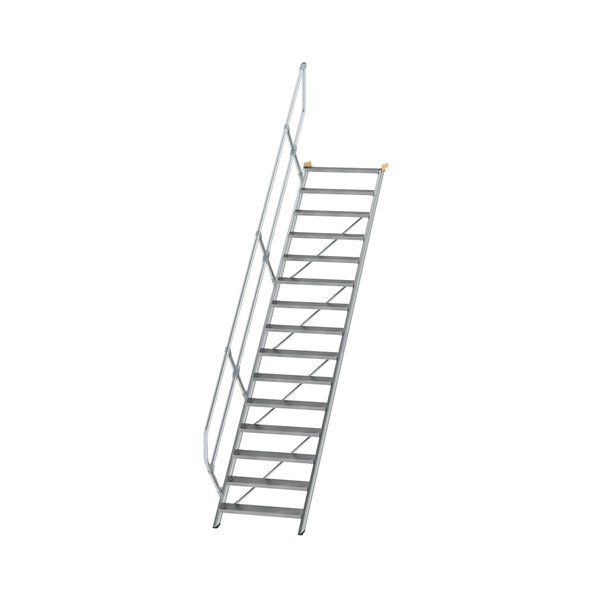 Günzburger Steigtechnik Treppe 45° Stufenbreite 800 mm 15 Stufen Aluminium geriffelt