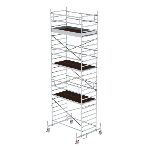 Günzburger Steigtechnik Rollgerüst 1,35 x 2,45 m mit Fahrbalken & Doppel-Plattform Plattformhöhe 6,62 m