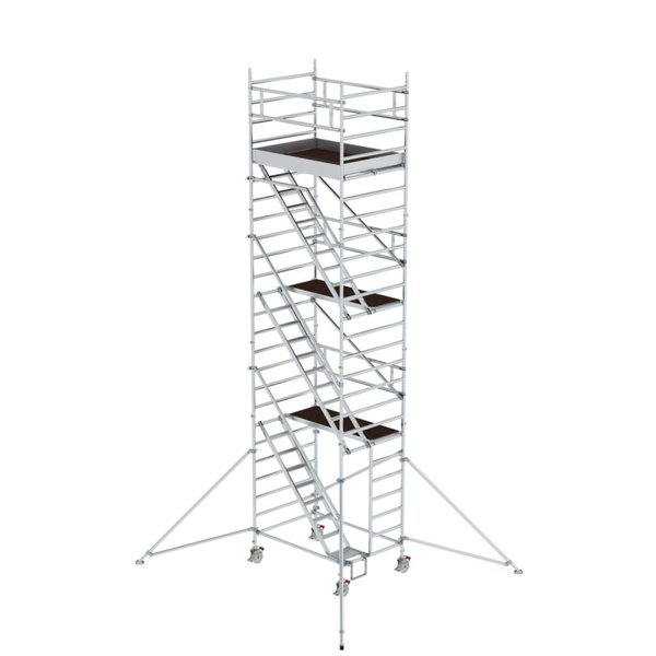 Günzburger Steigtechnik Rollgerüst 1,35 x 1,80 m mit Schrägaufstiegen & Ausleger Plattformhöhe 6,43 m