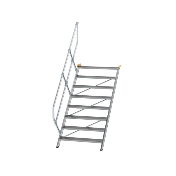 Günzburger Steigtechnik Treppe 45° Stufenbreite 1000 mm 8 Stufen Aluminium geriffelt