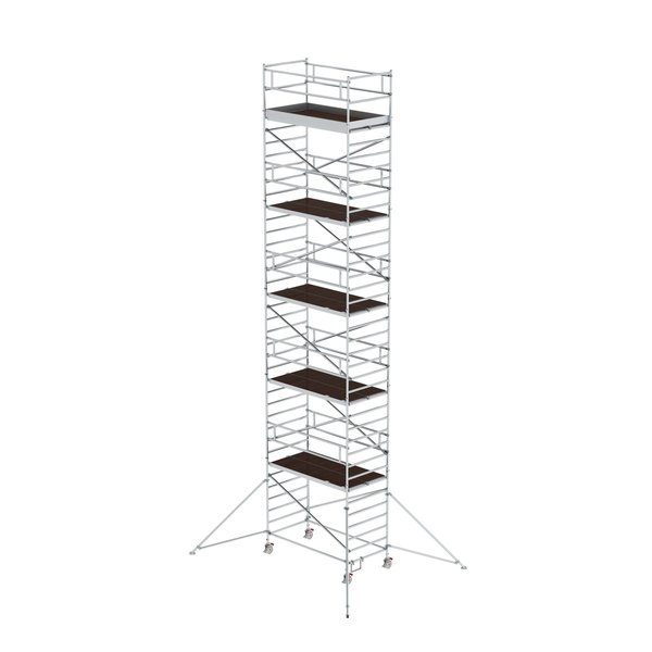 Günzburger Steigtechnik Rollgerüst 1,35 x 2,45 m mit Ausleger & Doppel-Plattform Plattformhöhe 10,35 m