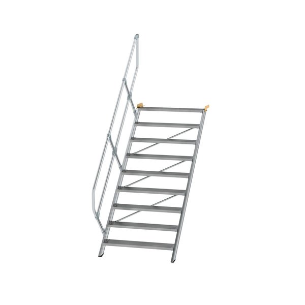 Günzburger Steigtechnik Treppe 45° Stufenbreite 1000 mm 9 Stufen Aluminium geriffelt