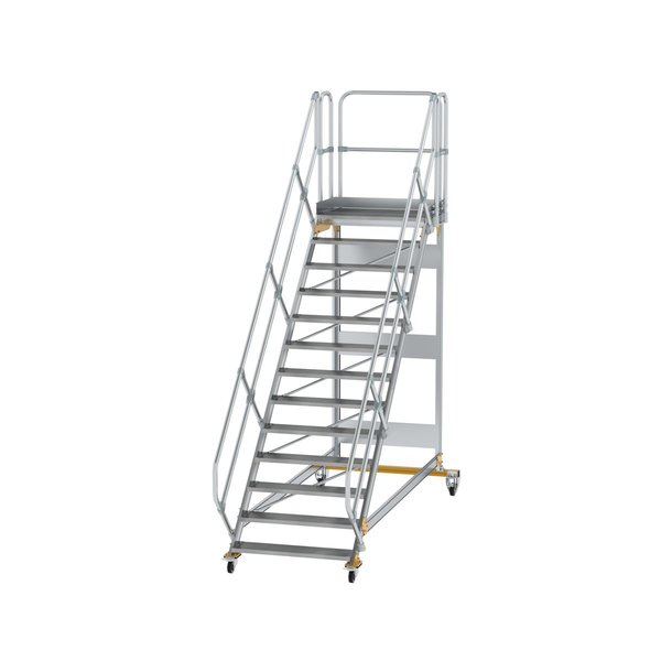 Günzburger Steigtechnik Plattformtreppe 45° fahrbar Stufenbreite 1000mm 13 Stufen Aluminium geriffelt