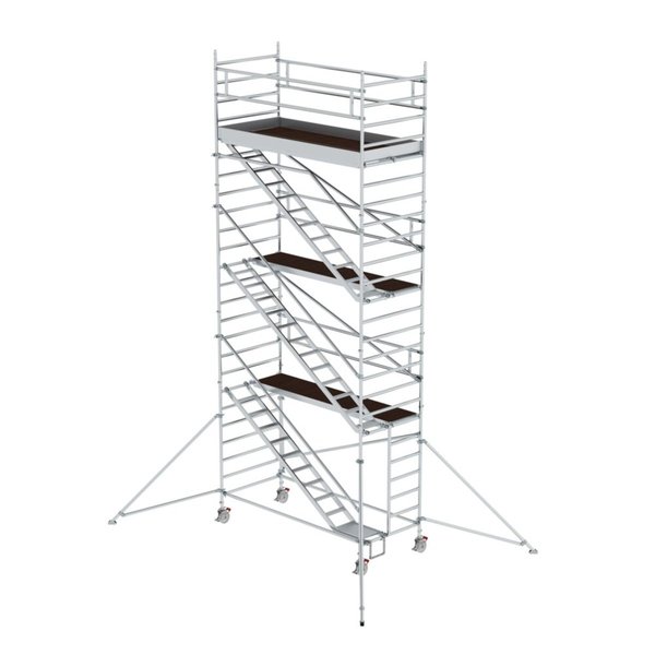 Günzburger Steigtechnik Rollgerüst 1,35 x 3,0 m mit Schrägaufstiegen & Ausleger Plattformhöhe 6,43 m