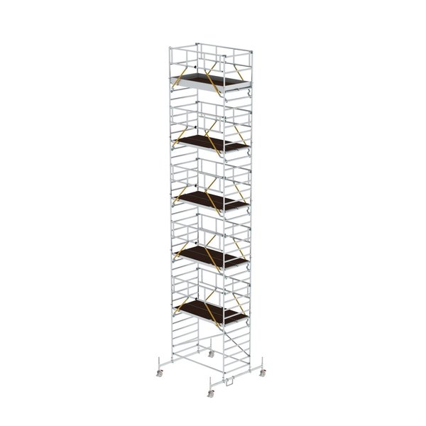 Günzburger Steigtechnik Rollgerüst SG 1,35 x 2,45 m mit Fahrbalken & Doppel-Plattform Plattformhöhe 10,54 m