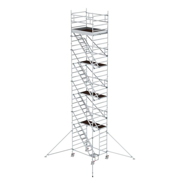 Günzburger Steigtechnik Rollgerüst 1,35 x 1,80 m mit Schrägaufstiegen & Ausleger Plattformhöhe 8,39 m