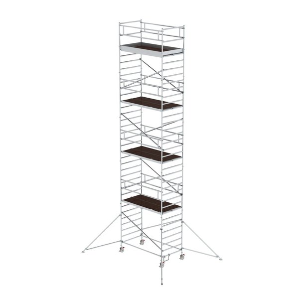 Günzburger Steigtechnik Rollgerüst 1,35 x 2,45 m mit Ausleger & Doppel-Plattform Plattformhöhe 9,35 m