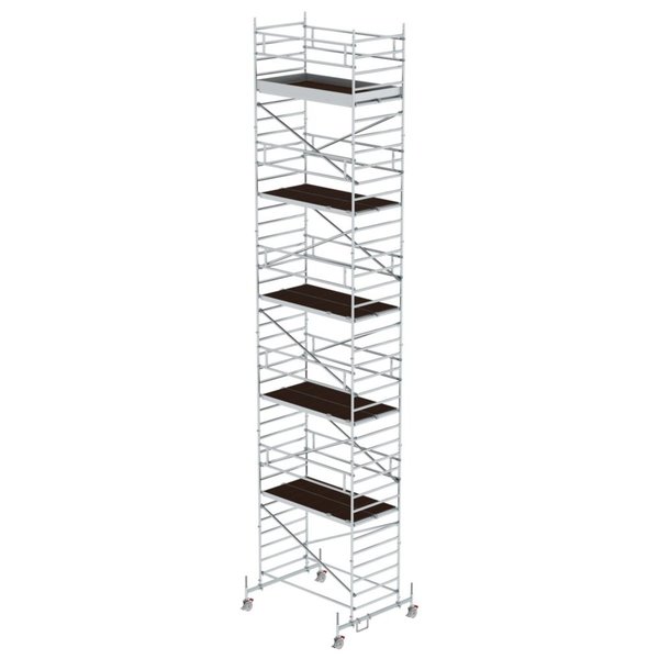 Günzburger Steigtechnik Rollgerüst 1,35 x 2,45 m mit Fahrbalken & Doppel-Plattform Plattformhöhe 10,54 m