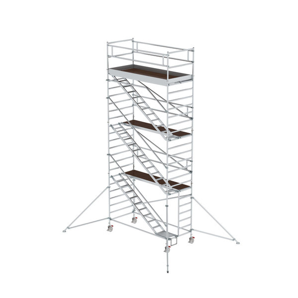 Günzburger Steigtechnik Rollgerüst 1,35 x 3,0 m mit Schrägaufstiegen & Ausleger Plattformhöhe 6,35 m