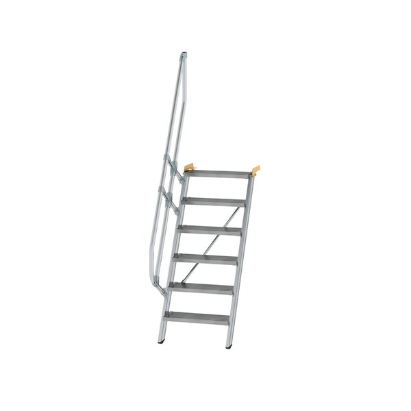 Günzburger Steigtechnik Treppe 60° Stufenbreite 600 mm 6 Stufen Aluminium geriffelt