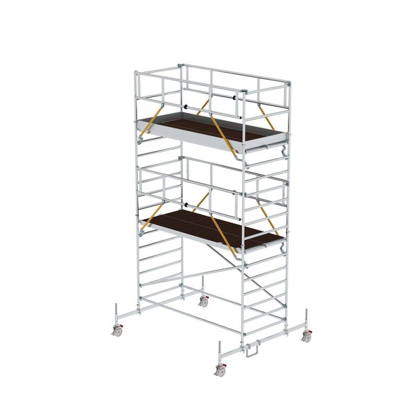 Günzburger Steigtechnik Rollgerüst SG 1,35 x 3,0 m mit Fahrbalken und Doppel-Plattform Plattformhöhe 4,66 m