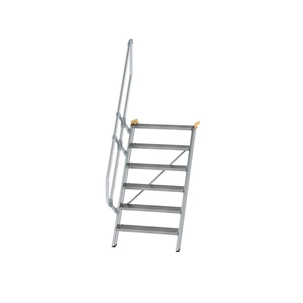 Günzburger Steigtechnik Treppe 60° Stufenbreite 800 mm 6 Stufen Aluminium geriffelt