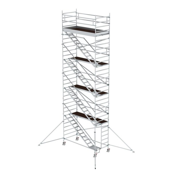 Günzburger Steigtechnik Rollgerüst 1,35 x 3,0 m mit Schrägaufstiegen & Ausleger Plattformhöhe 8,39 m