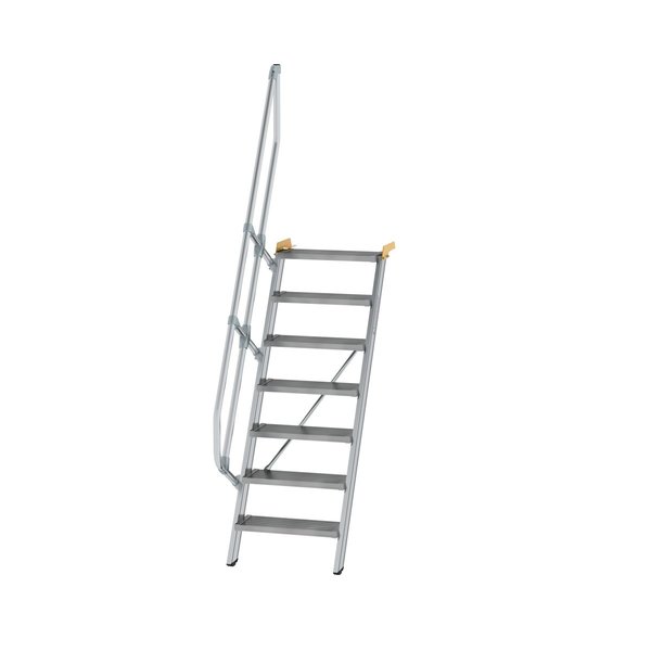 Günzburger Steigtechnik Treppe 60° Stufenbreite 600 mm 7 Stufen Aluminium geriffelt