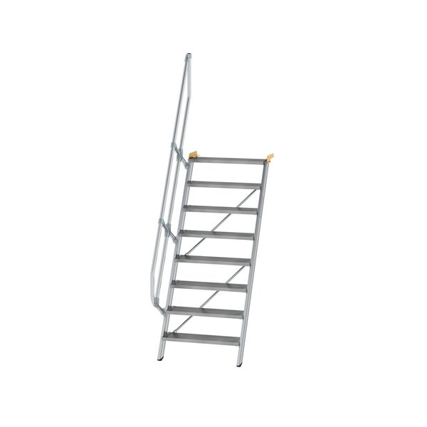 Günzburger Steigtechnik Treppe 60° Stufenbreite 800 mm 8 Stufen Aluminium geriffelt