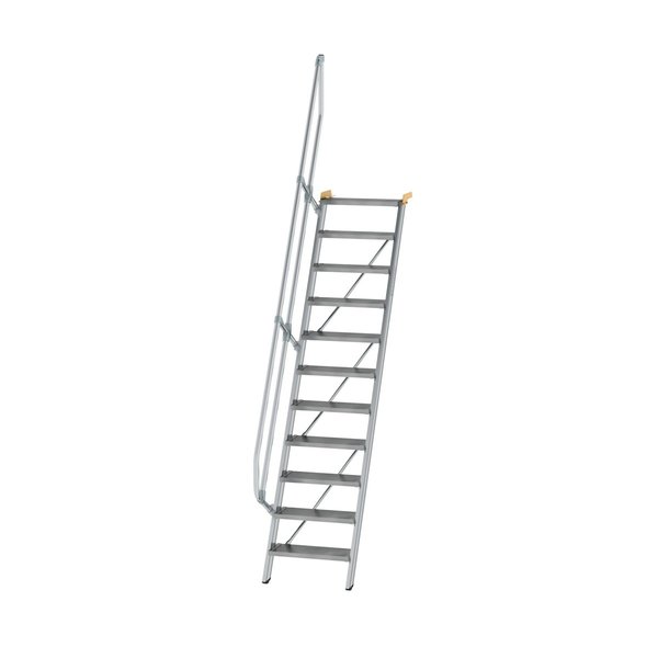 Günzburger Steigtechnik Treppe 60° Stufenbreite 600 mm 11 Stufen Aluminium geriffelt