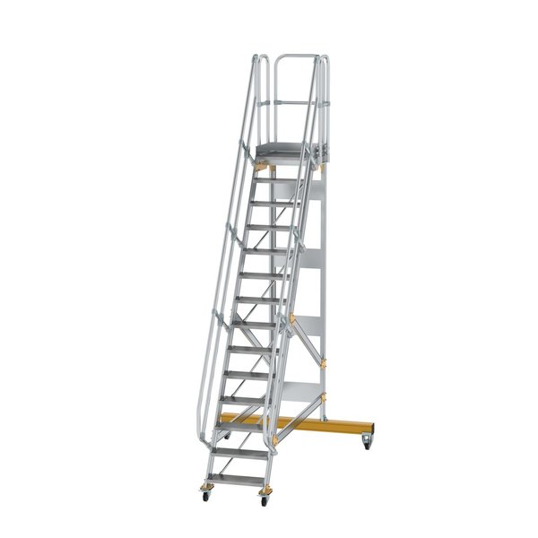 Günzburger Steigtechnik Plattformtreppe fahrbar 60° Stufenbreite 600 mm 14 Stufen