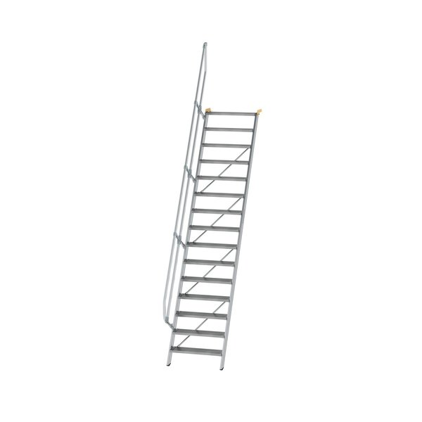 Günzburger Steigtechnik Treppe 60° Stufenbreite 800 mm 15 Stufen Aluminium geriffelt