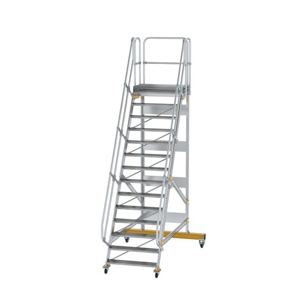 Günzburger Steigtechnik Plattformtreppe fahrbar 60° Stufenbreite 1000 mm 14 Stufen