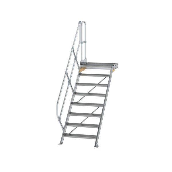 Günzburger Steigtechnik Treppe mit Plattform 45° Stufenbreite 800 mm 8 Stufen Aluminium geriffelt