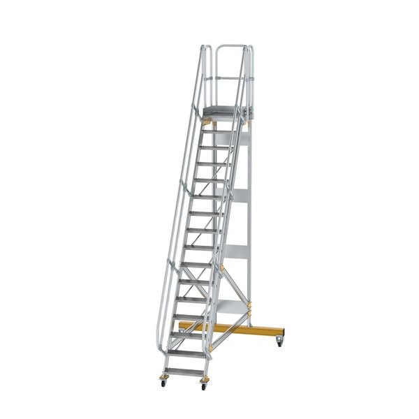 Günzburger Steigtechnik Plattformtreppe fahrbar 60° Stufenbreite 600 mm 16 Stufen