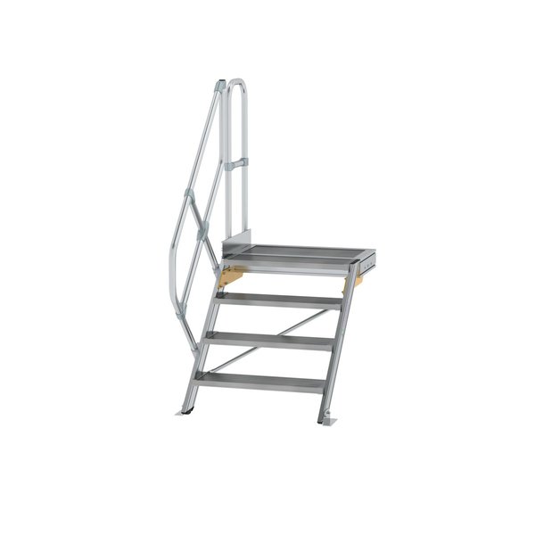 Günzburger Steigtechnik Treppe mit Plattform 45° Stufenbreite 800 mm 4 Stufen Aluminium geriffelt