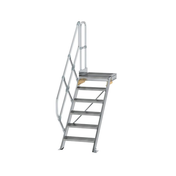 Günzburger Steigtechnik Treppe mit Plattform 45° Stufenbreite 600 mm 6 Stufen Aluminium geriffelt