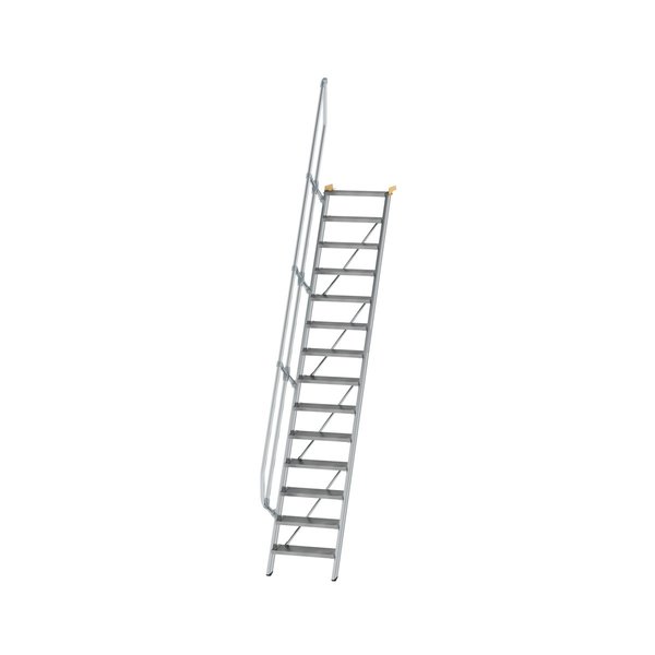 Günzburger Steigtechnik Treppe 60° Stufenbreite 600 mm 14 Stufen Aluminium geriffelt